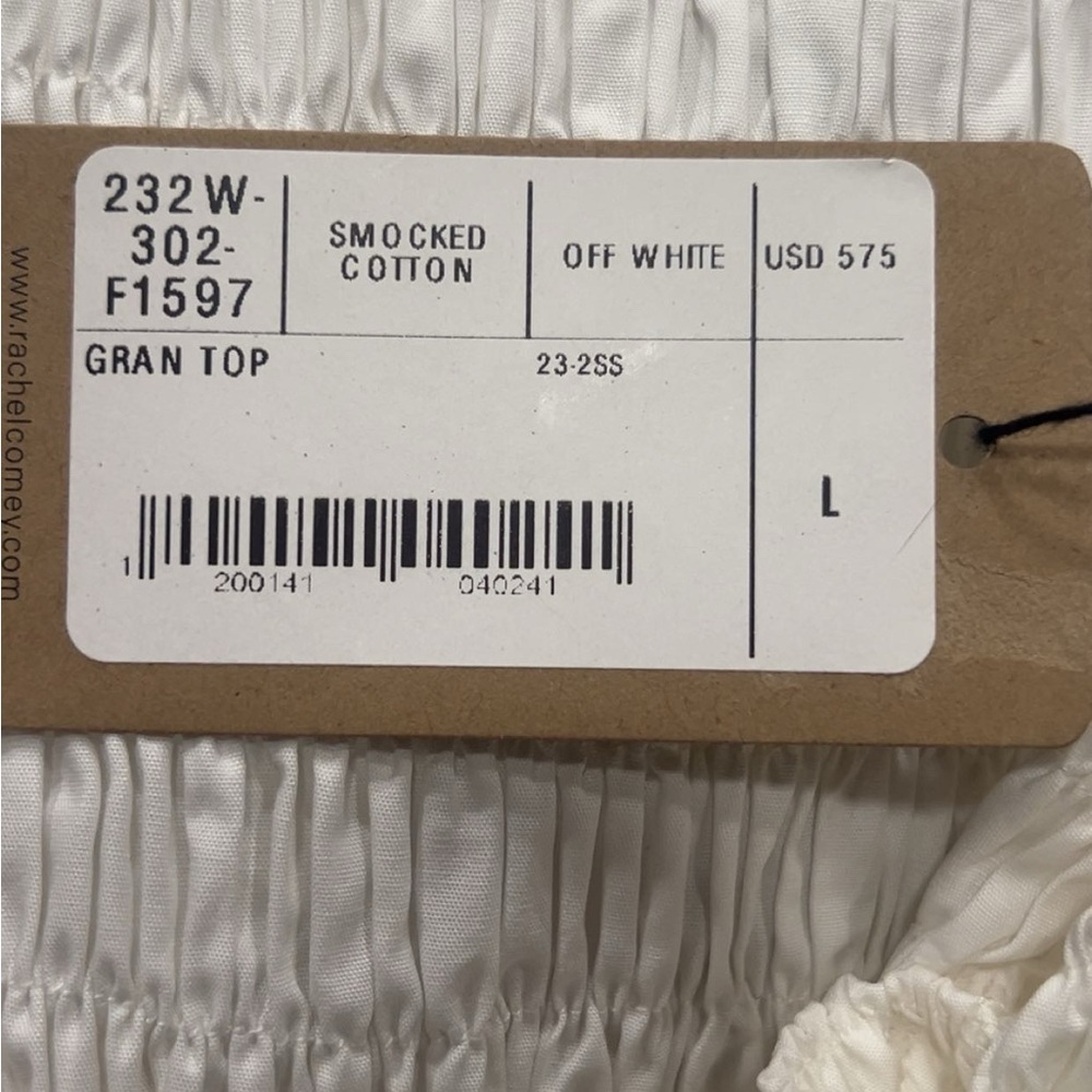 Rachel Comey Off White Smocked Cotton Top - Picture 3 of 8